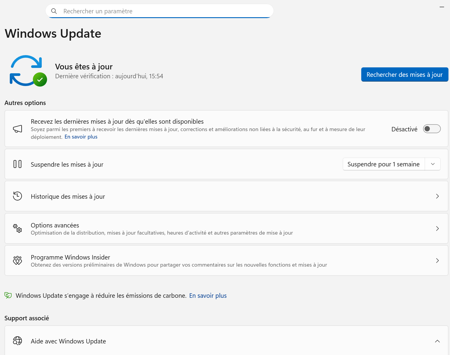 Windows Update fonctionnel + historique 0 problemes